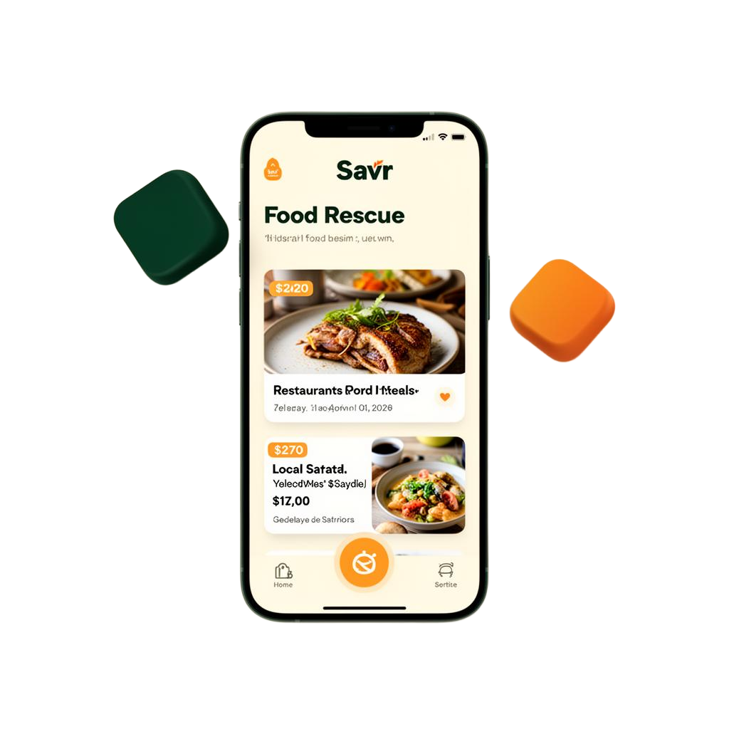 Savr mobile app screen showing nearby discounted meals